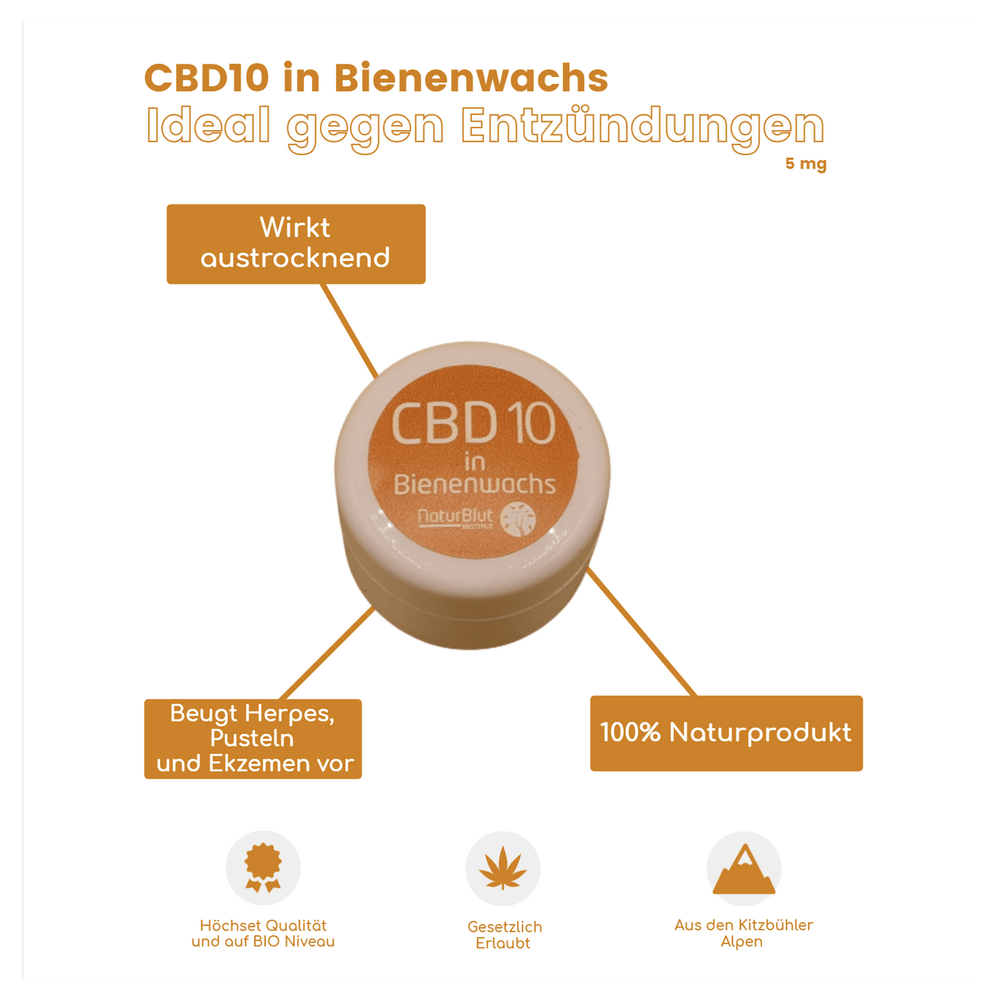 Naturblut CBD10 in Bienenwachs - 5mg